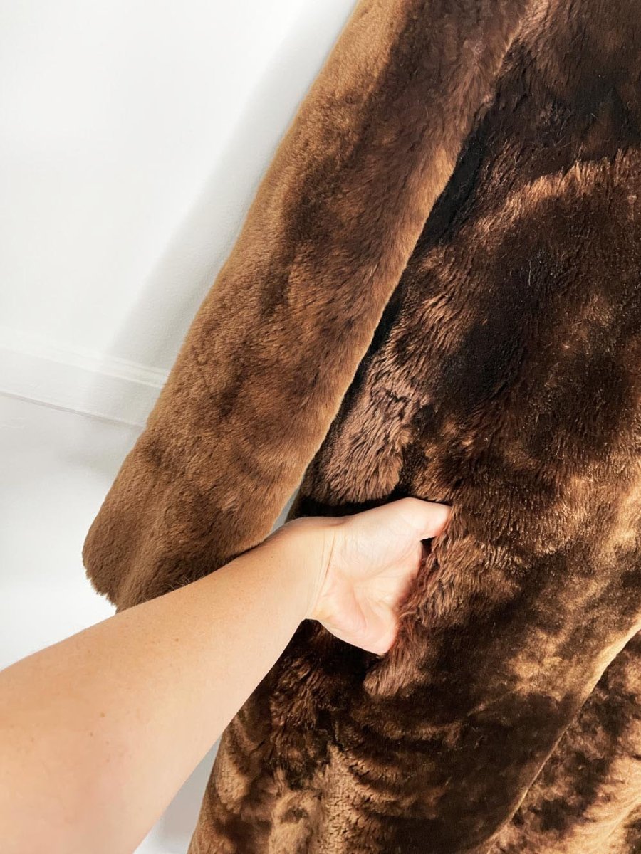 vintage shearling heavy long teddy coat - good market thrift store
