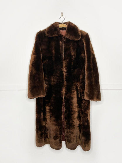 vintage shearling heavy long teddy coat - good market thrift store
