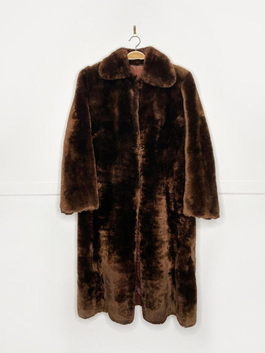 vintage shearling heavy long teddy coat - good market thrift store