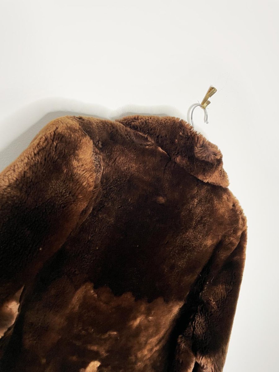 vintage shearling heavy long teddy coat - good market thrift store