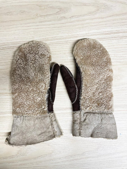 vintage shearling lambskin suede mitts - good market thrift store