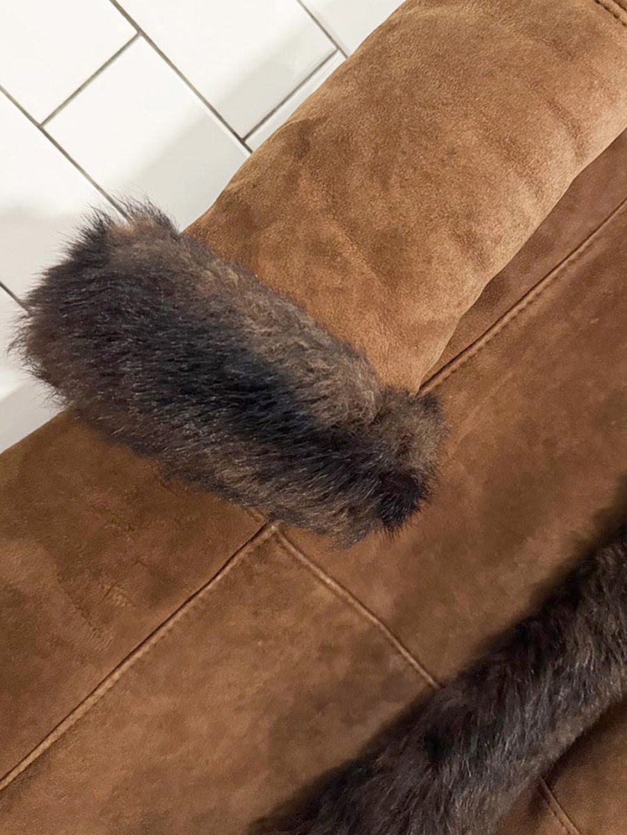 vintage sheepskin long hooded penny lane coat - good market thrift store