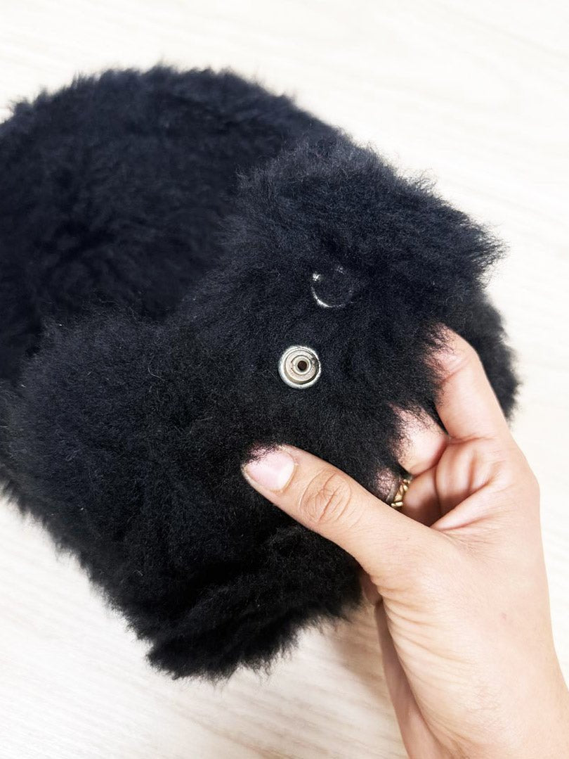 vintage sheepskin snap button hat - good market thrift store