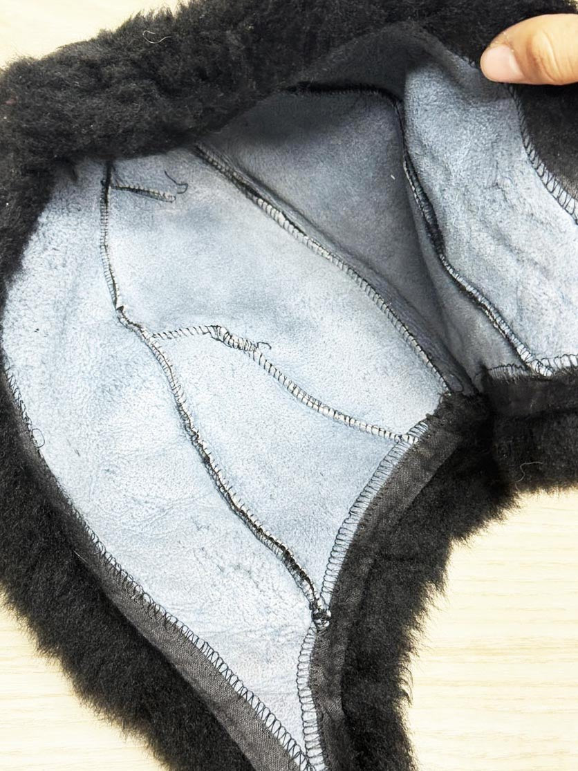 vintage sheepskin snap button hat - good market thrift store