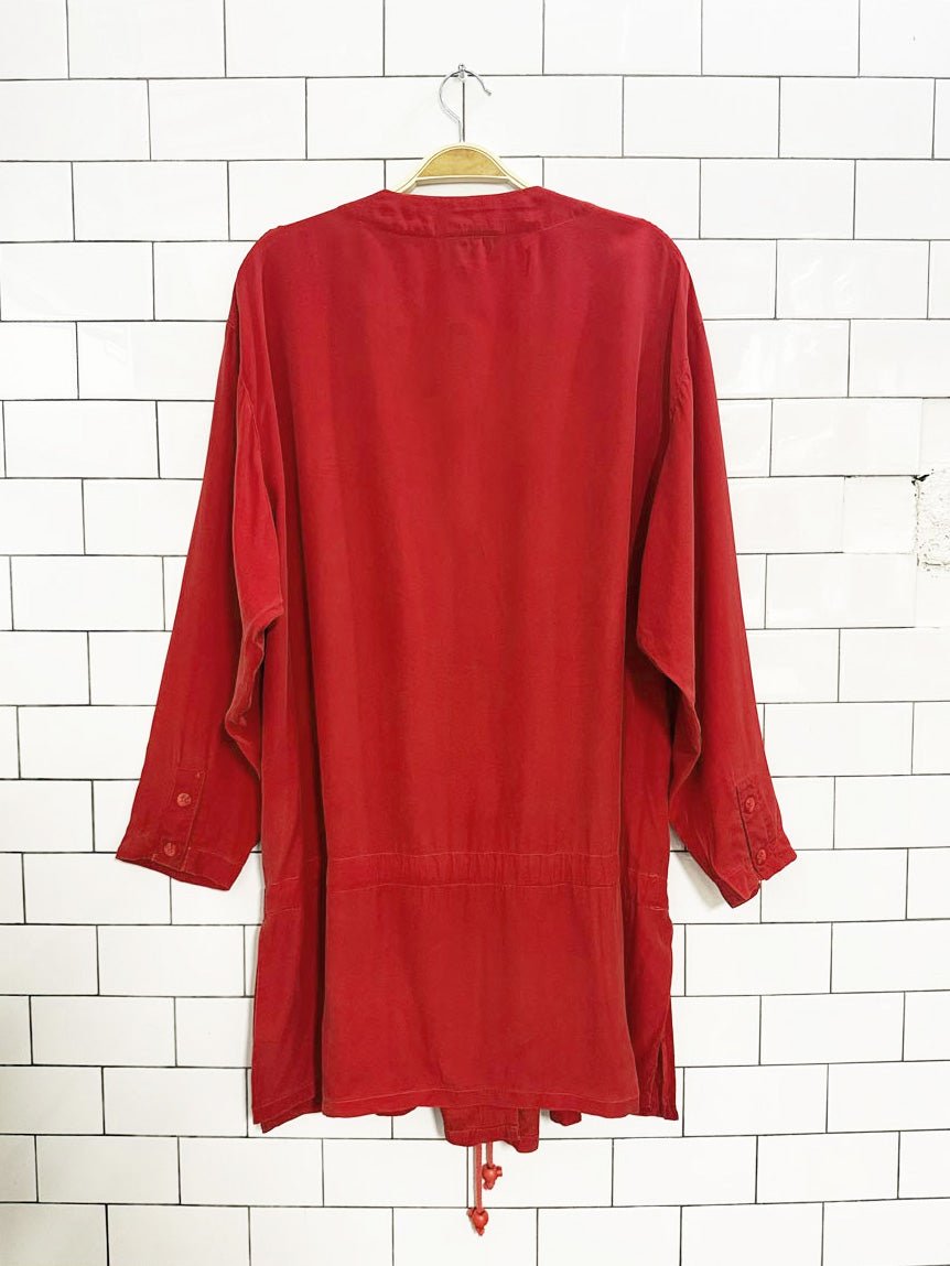 vintage shirley k 100% silk drawstring shirt - good market thrift store