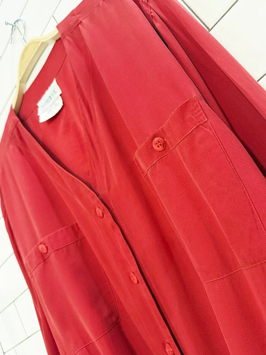 vintage shirley k 100% silk drawstring shirt - good market thrift store