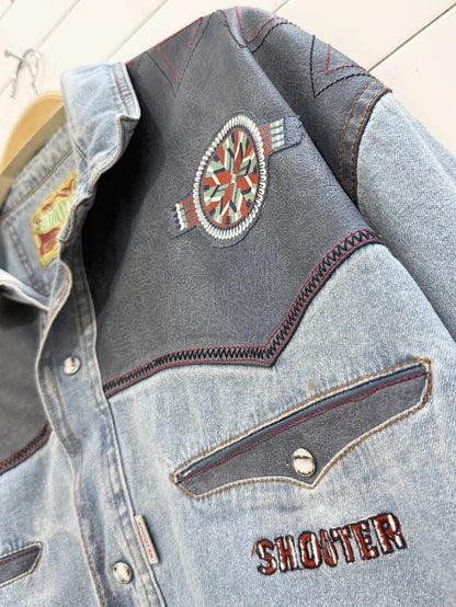 vintage shooter western snap button denim shirt - good market thrift store