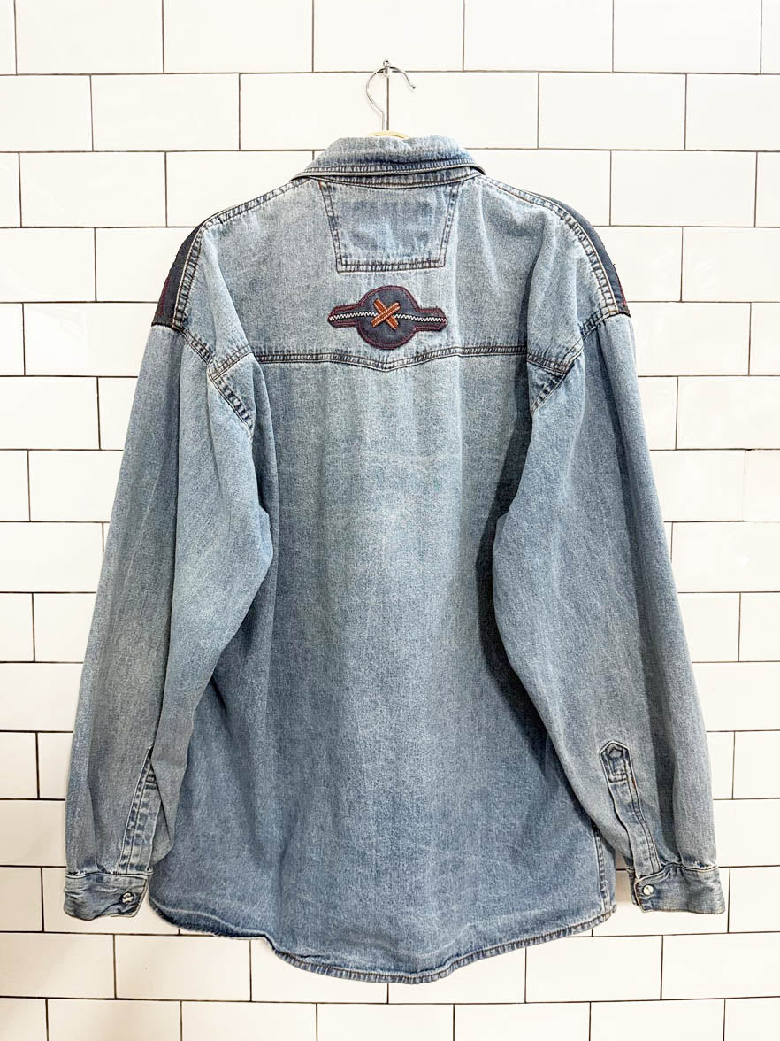 vintage shooter western snap button denim shirt - good market thrift store