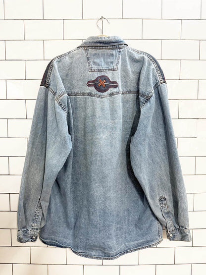 vintage shooter western snap button denim shirt - good market thrift store