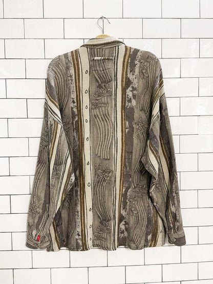 vintage signum woven abstract shirt - good market thrift store