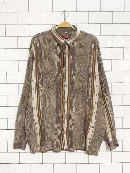 vintage signum woven abstract shirt - good market thrift store