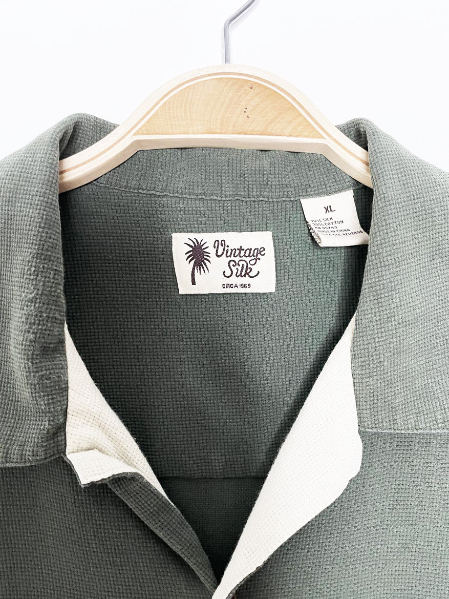 vintage silk 100% silk bowling full button resort shirt - good market thrift store