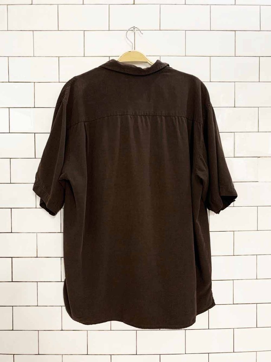 vintage silk 100% silk full button bowling resort shirt - good market thrift store