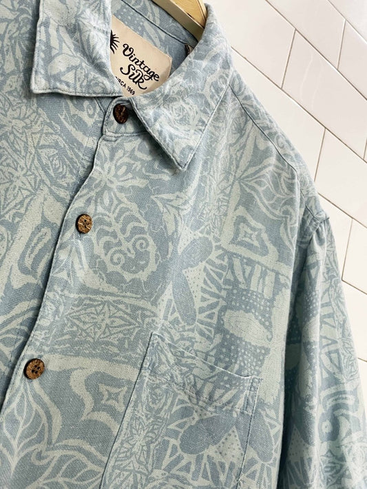 vintage silk 100% silk full button resort shirt - good market thrift store