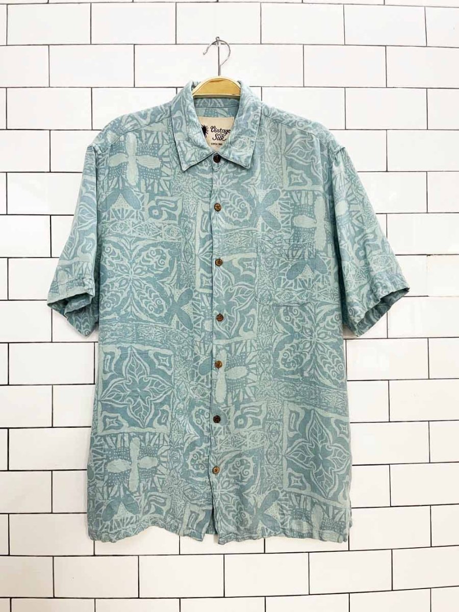 vintage silk 100% silk full button resort shirt - good market thrift store