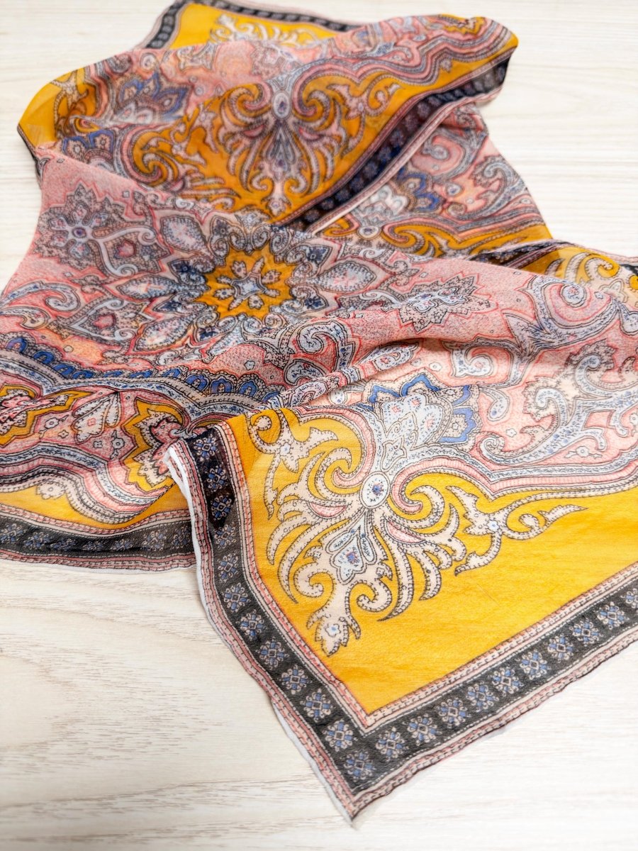 vintage silk-blend chiffon long scarf | hand-rolled in Japan - good market thrift store