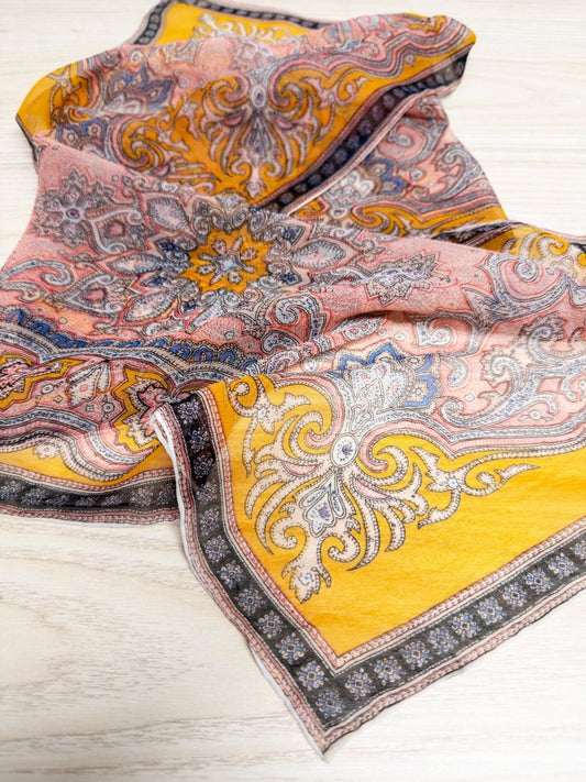 vintage silk-blend chiffon long scarf | hand-rolled in Japan - good market thrift store