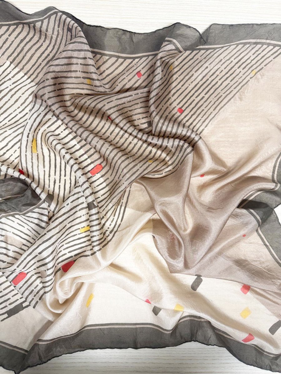 vintage silk square scarf | hand - rolled edge - good market thrift store