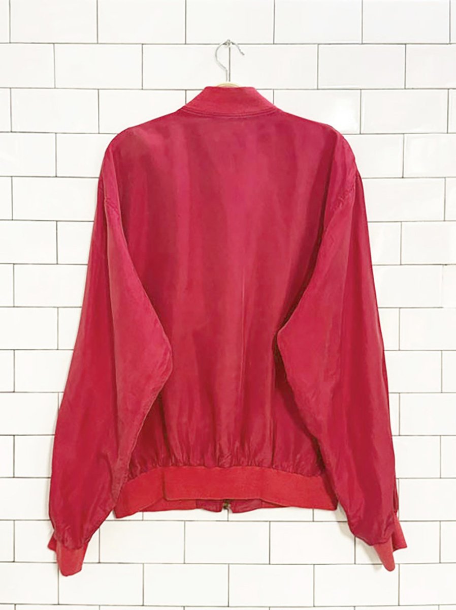 vintage silk time 100% silk spring bomber jacket - good market thrift store