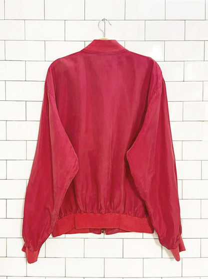 vintage silk time 100% silk spring bomber jacket - good market thrift store
