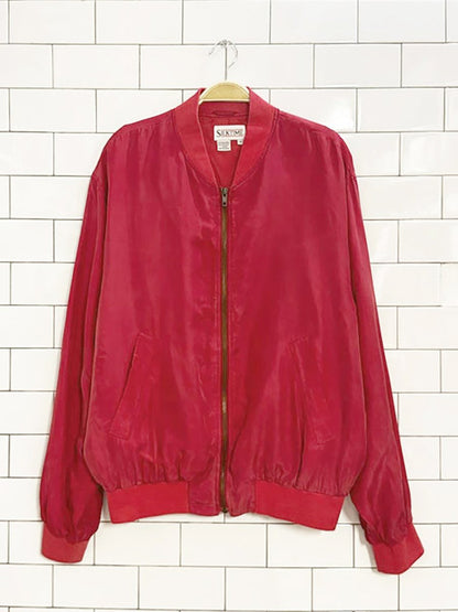 vintage silk time 100% silk spring bomber jacket - good market thrift store