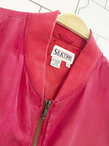 vintage silk time 100% silk spring bomber jacket - good market thrift store