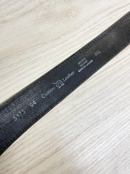 vintage silver buckle + tip custom leather belt | made in Canada - good market thrift store