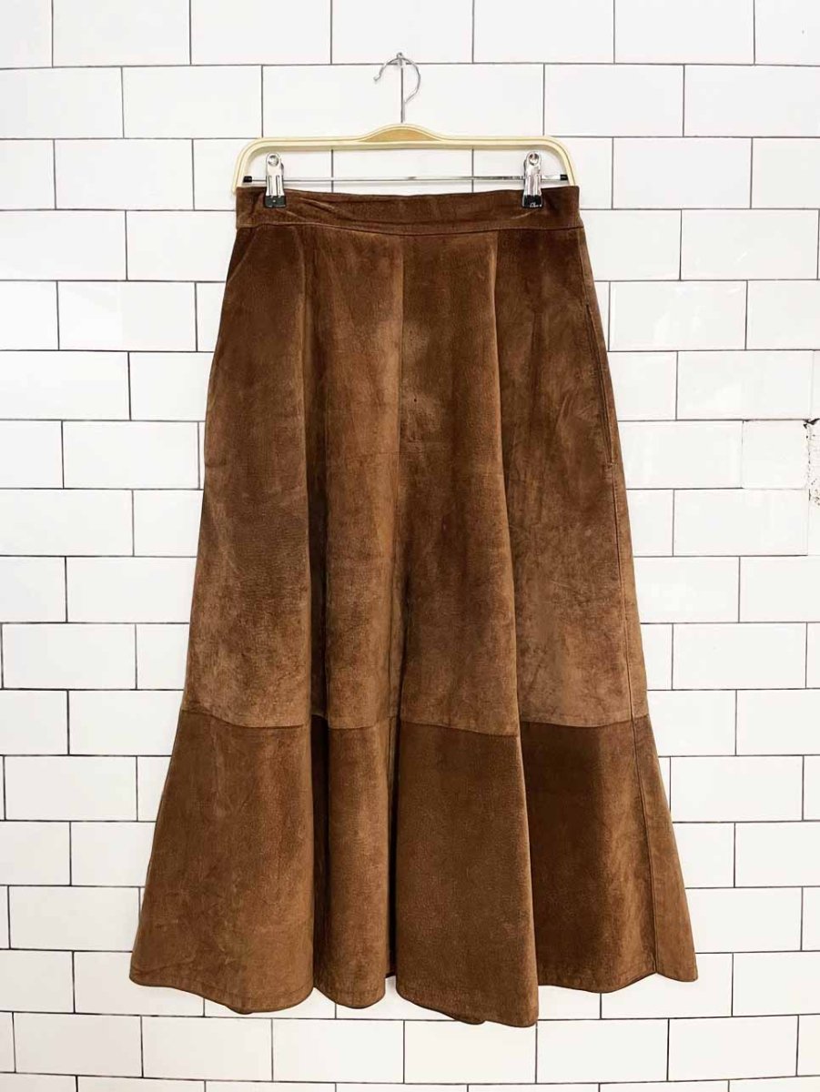 vintage simons suede full country midi skirt | made in canada - good market thrift store