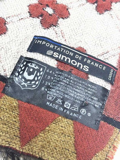 vintage simons wool - blend flower knit scarf | made in France - good market thrift store