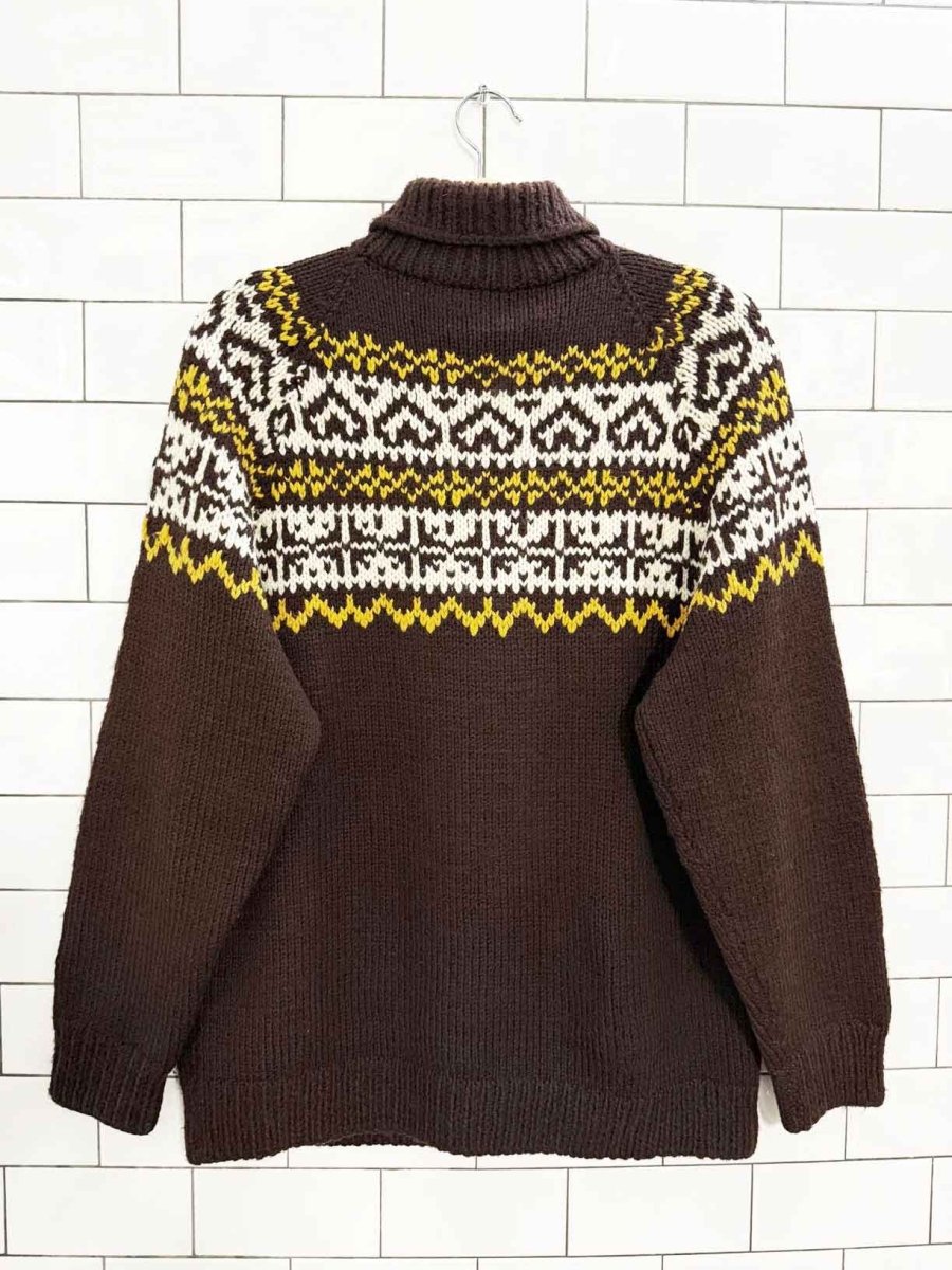 vintage ski chalet fair isle knit turtleneck - good market thrift store