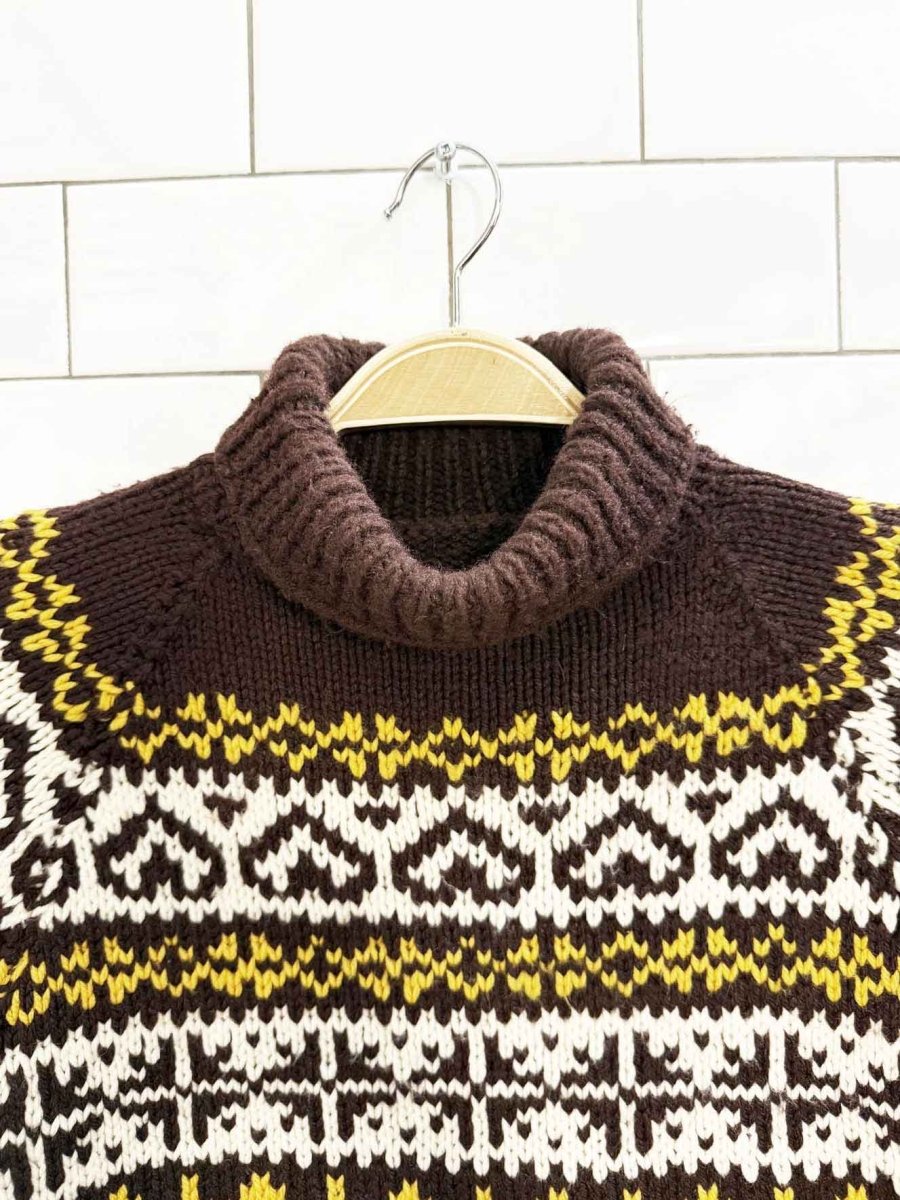 vintage ski chalet fair isle knit turtleneck - good market thrift store