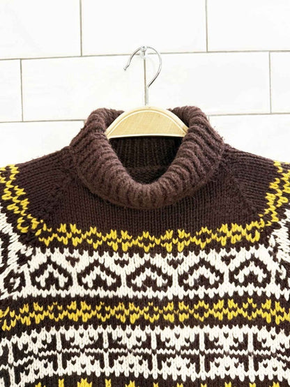 vintage ski chalet fair isle knit turtleneck - good market thrift store