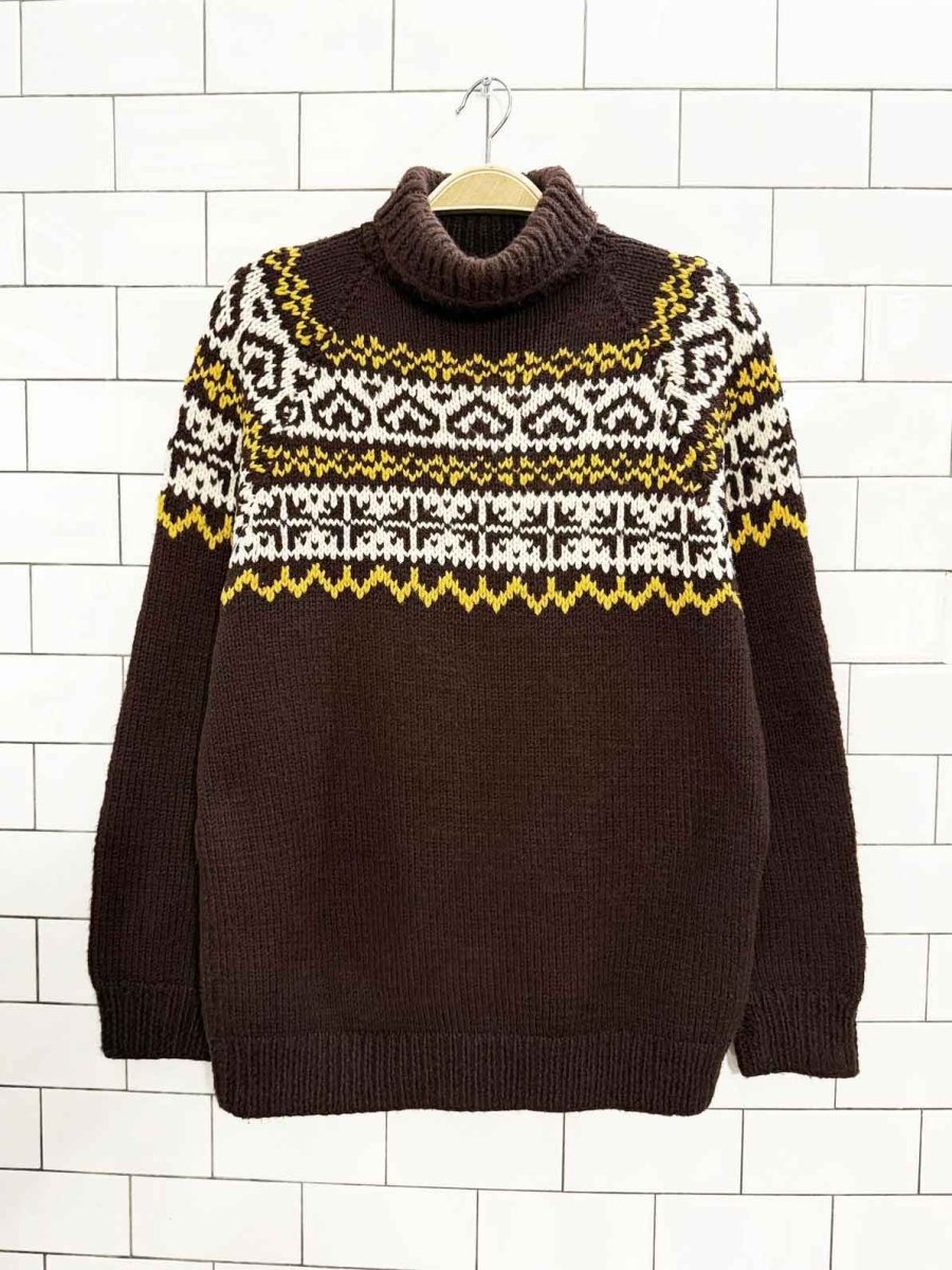 vintage ski chalet fair isle knit turtleneck - good market thrift store
