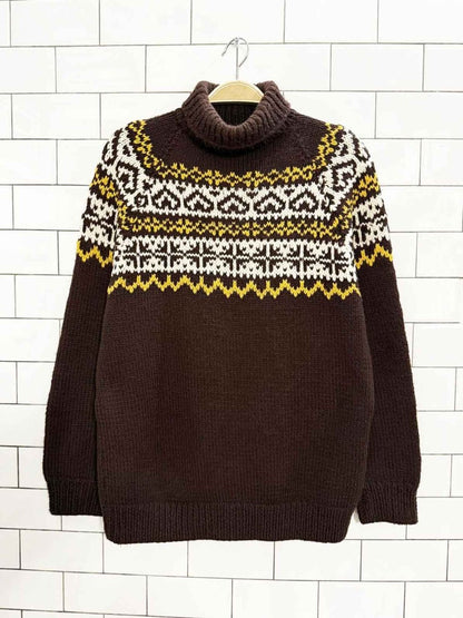 vintage ski chalet fair isle knit turtleneck - good market thrift store