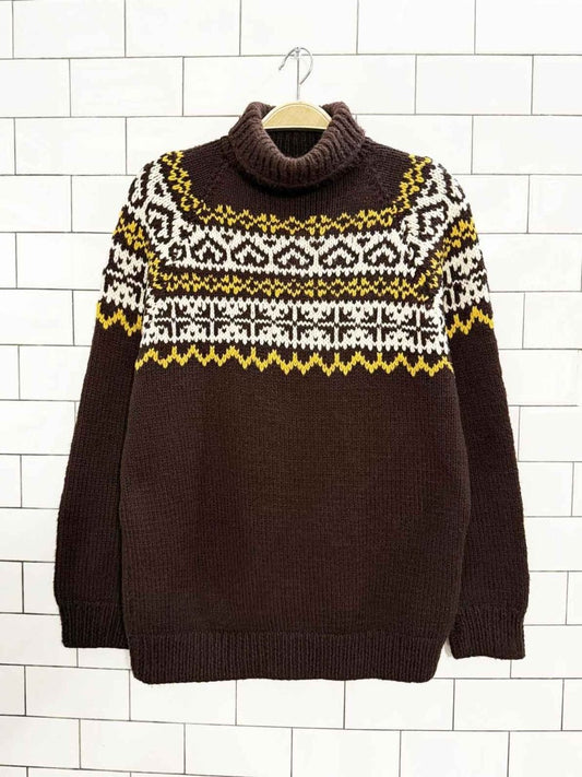 vintage ski chalet fair isle knit turtleneck - good market thrift store