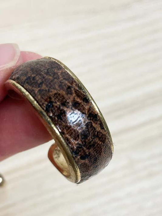 vintage snake embossed leather inset hoop earrings - good market thrift store