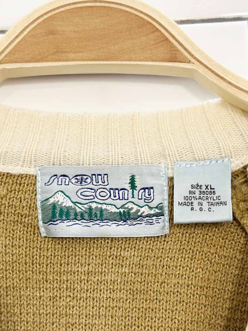 vintage snow country loop - knit + striped sleeve knit sweater - good market thrift store