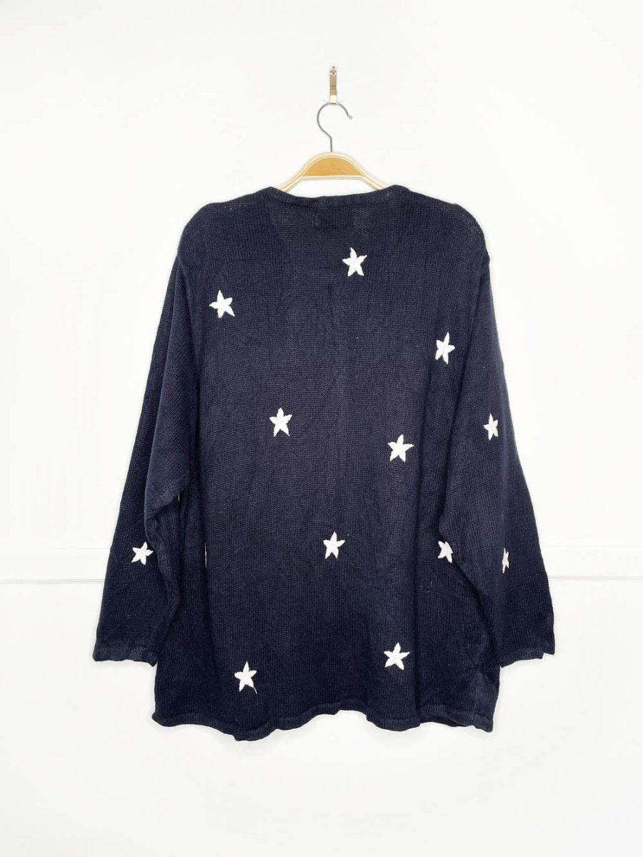 vintage snowman + stars patchwork knit cardigan | the quacker factory - good market thrift store
