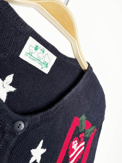 vintage snowman + stars patchwork knit cardigan | the quacker factory - good market thrift store