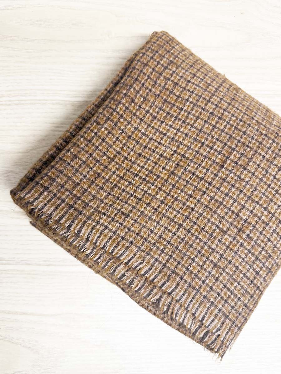 vintage soft check fringe scarf - good market thrift store