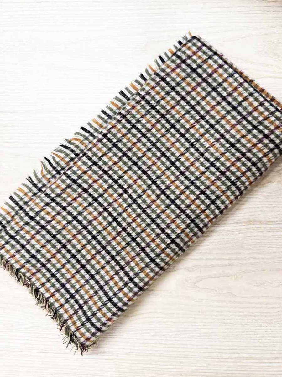 vintage soft check fringe scarf - good market thrift store
