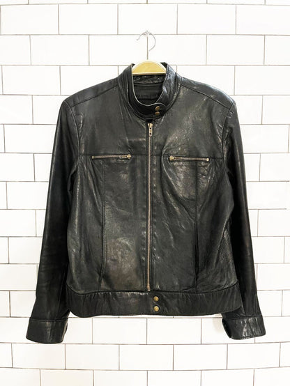 vintage soft leather full zip moto jacket | made in Canada - good market thrift store