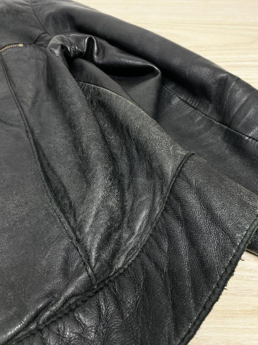 vintage soft leather full zip moto jacket | made in Canada - good market thrift store