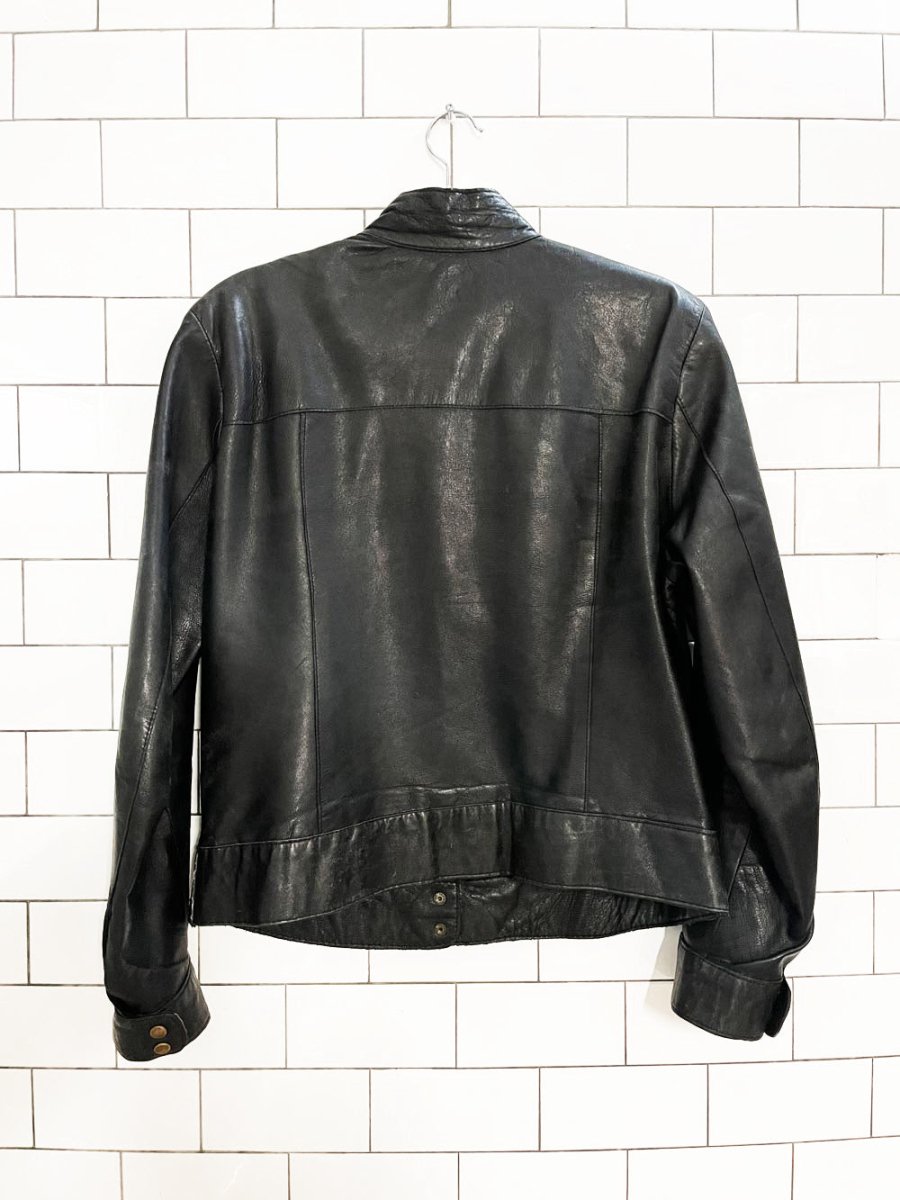 vintage soft leather full zip moto jacket | made in Canada - good market thrift store