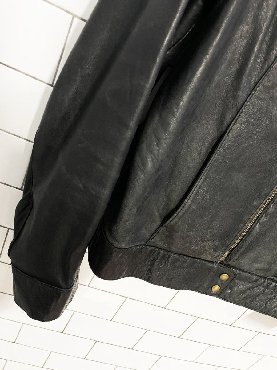 vintage soft leather full zip moto jacket | made in Canada - good market thrift store