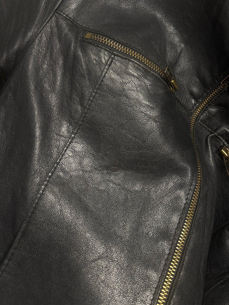 vintage soft leather full zip moto jacket | made in Canada - good market thrift store