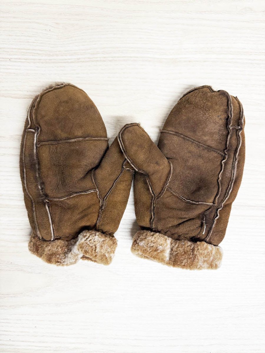 vintage soft leather sheepskin mittens - good market thrift store