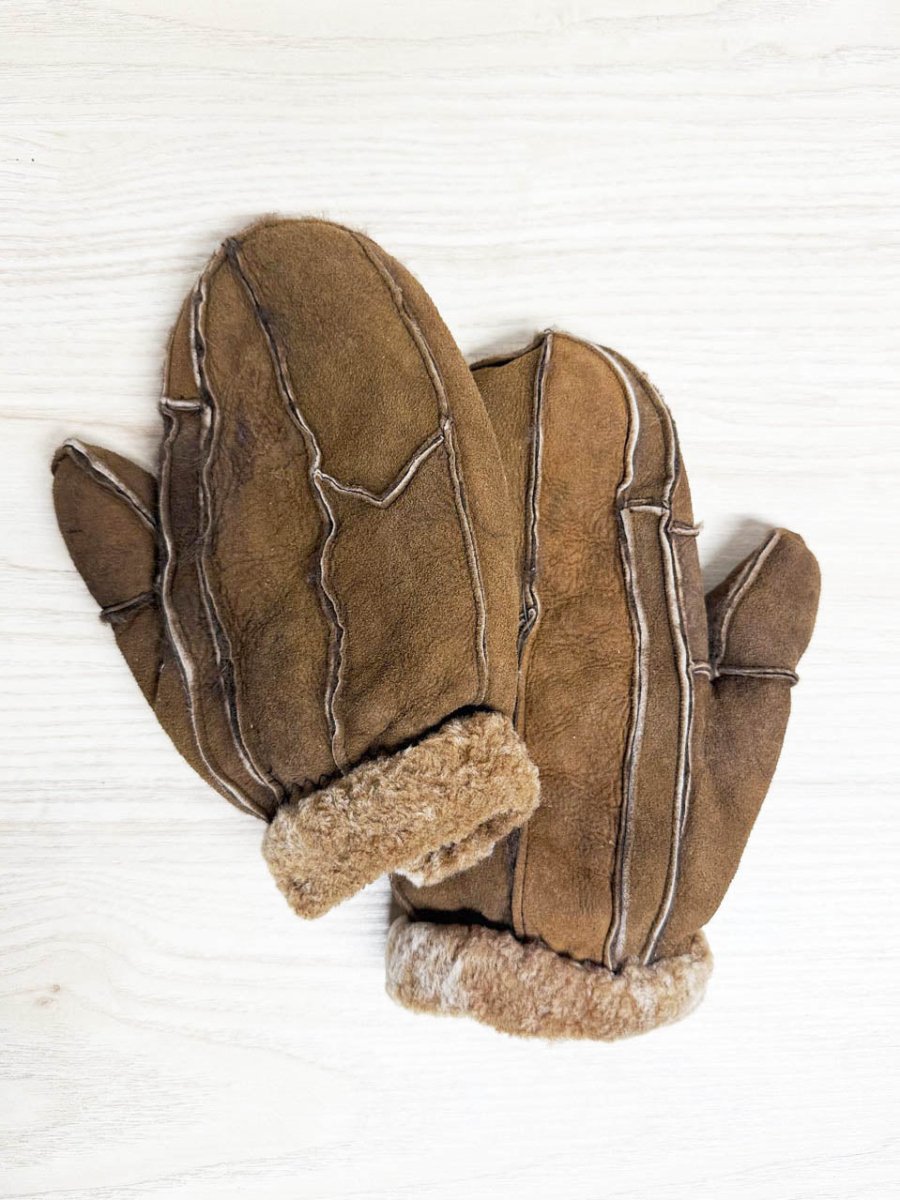 vintage soft leather sheepskin mittens - good market thrift store