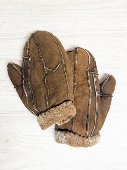 vintage soft leather sheepskin mittens - good market thrift store