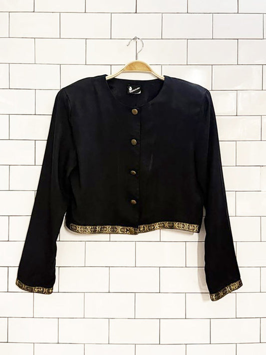 vintage sophisticate gold trim structured cropped shirt - good market thrift store